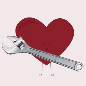 Heart Guy Holding A Wrench