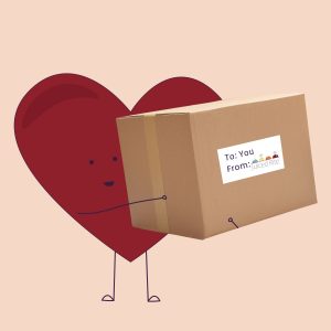Heart Guy Holding A Box
