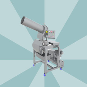 M75 commercial cold press juicer machine on a blue starburst background