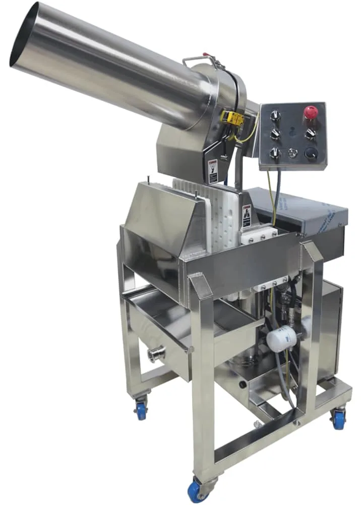 Juiced Rite's stainless steel M75 commercial cold press juicer on a white background