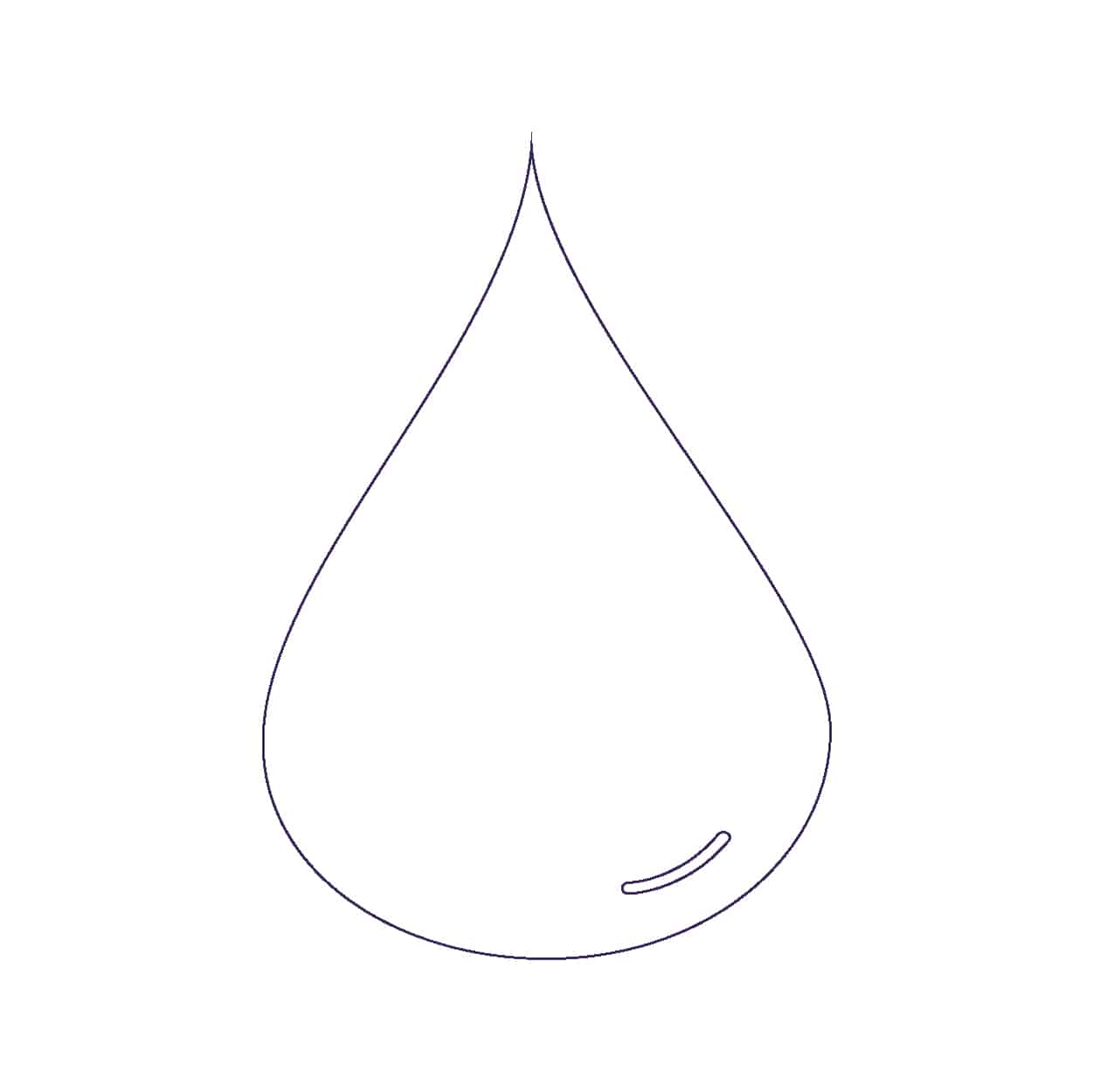 Purple outline of an oil droplet on a white background