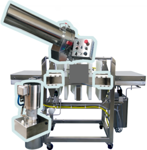 Model 400 remanufactured cold press juicer in stainless steel on a white background