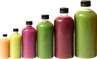 Graphic of juice bottles increasing in size